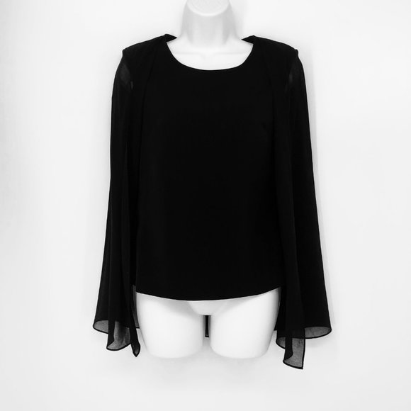Marciano Guess Lael Cadi Cape Black Top Blouse - Picture 3 of 8